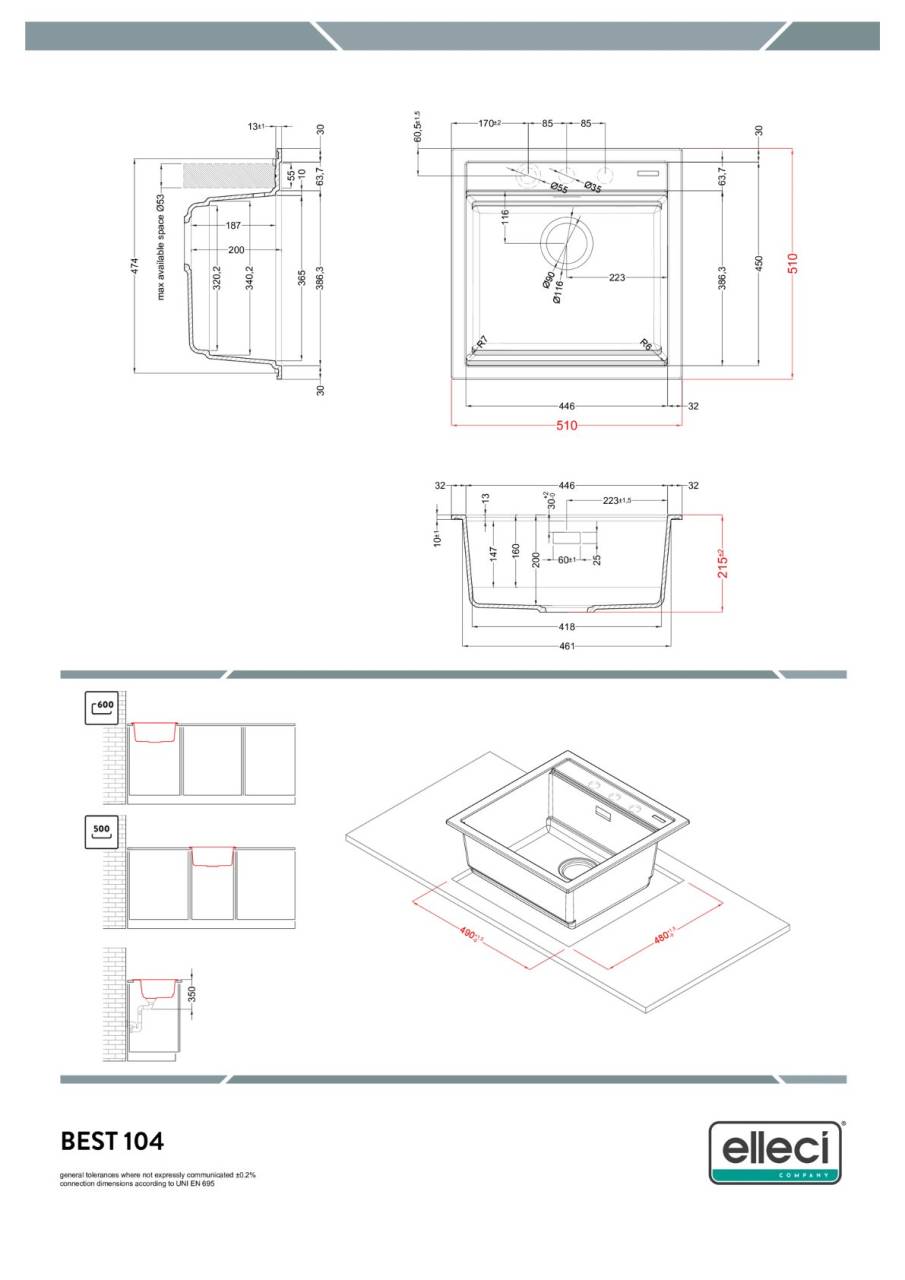 elleci best 104 workstation g62 mosogatótálca  25655