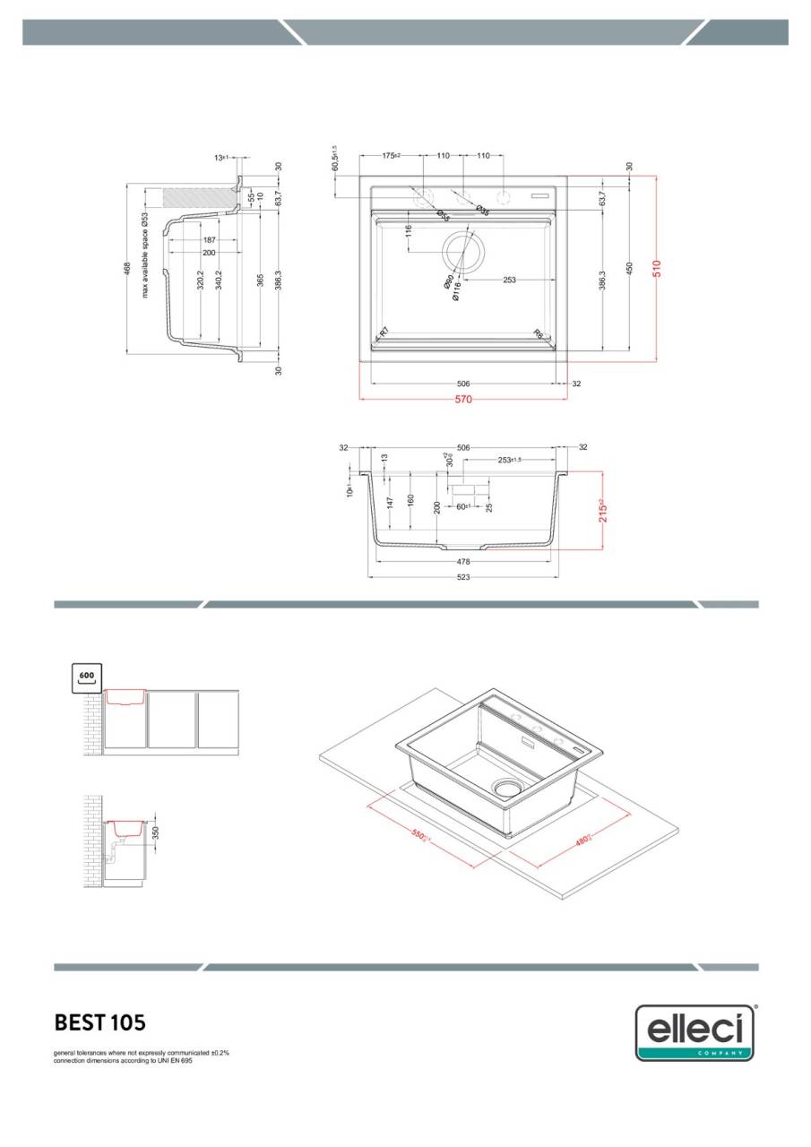 elleci best 105 workstation g62 mosogatótálca  25647