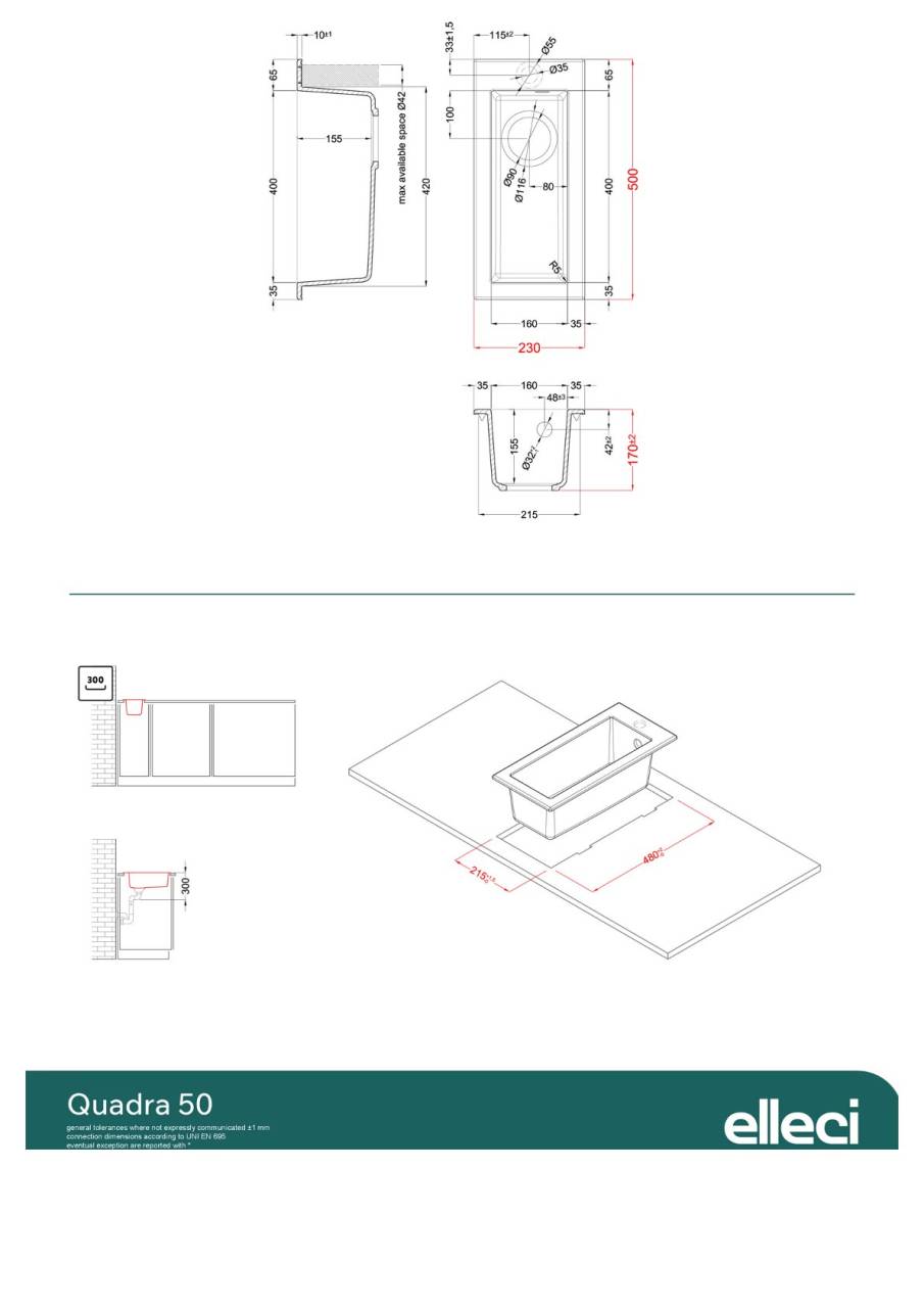 elleci quadra 50 g40 mosogatótálca  23913