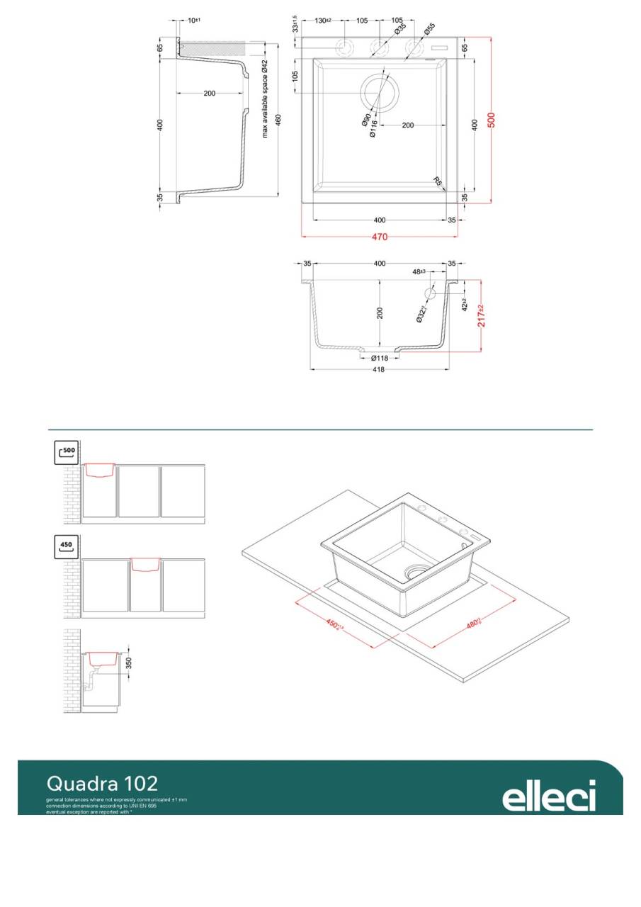 elleci quadra 102 g40 mosogatótálca 24775