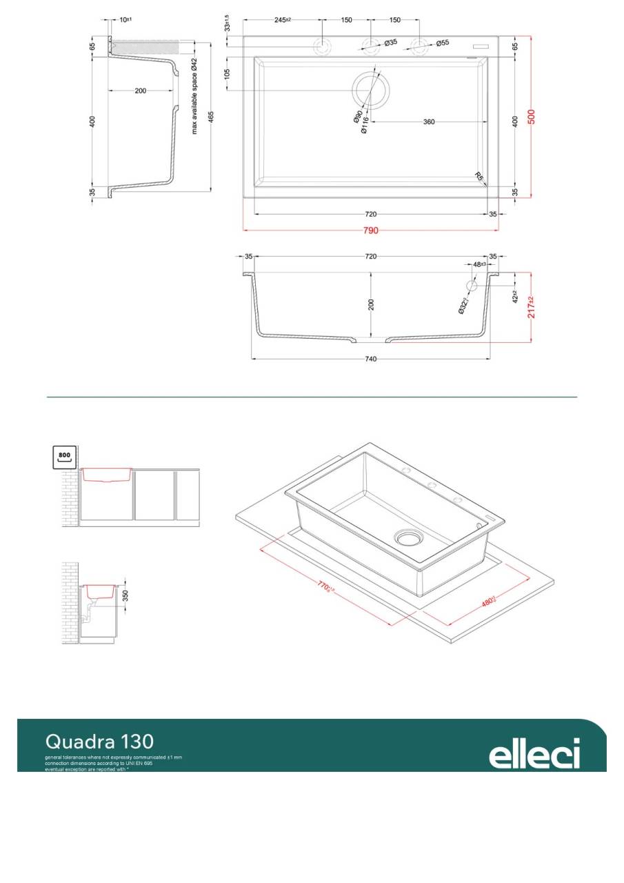 elleci quadra 130 g40 mosogatótálca  23729