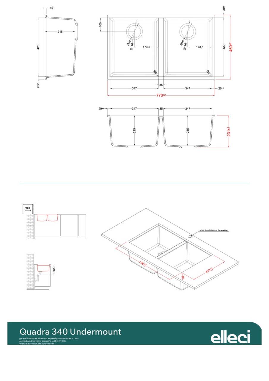 elleci quadra 340 g40 mosogatótálca  23774