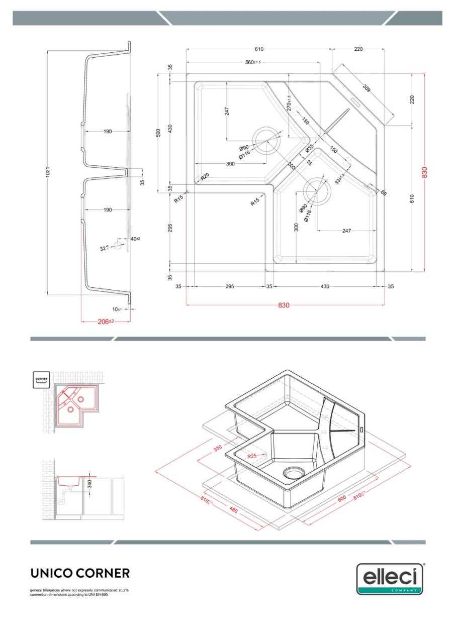 elleci unico corner g40 mosogatótálca 25035