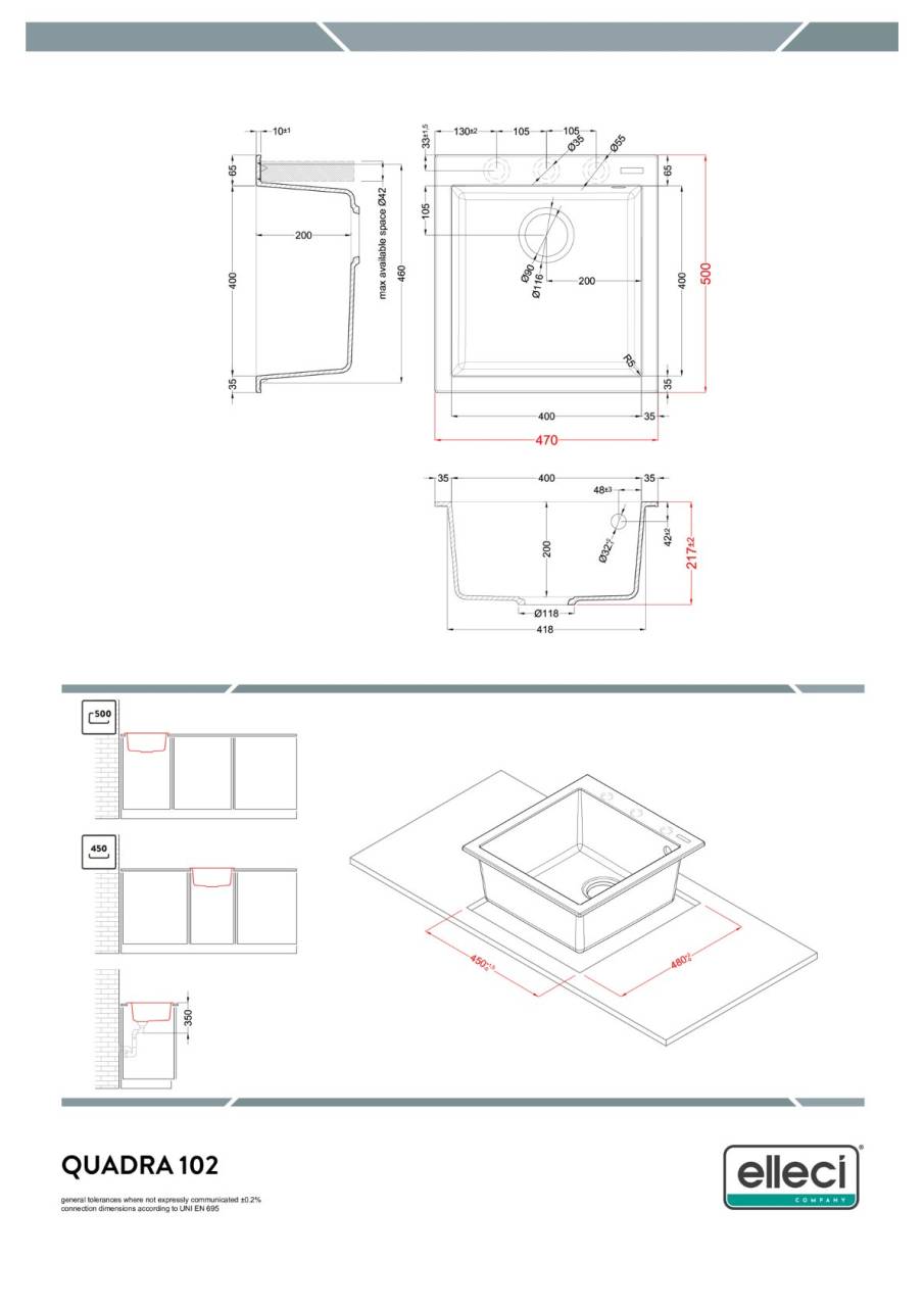 elleci quadra 102 automata k86 keratek mosogatótálca  25861