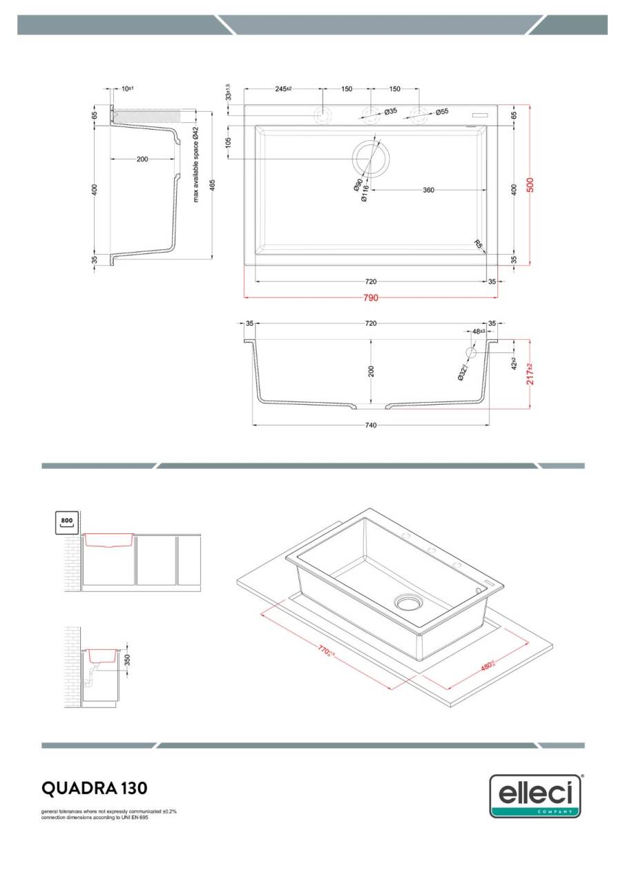 elleci quadra 130 automata k86 keratek mosogatótálca  25848