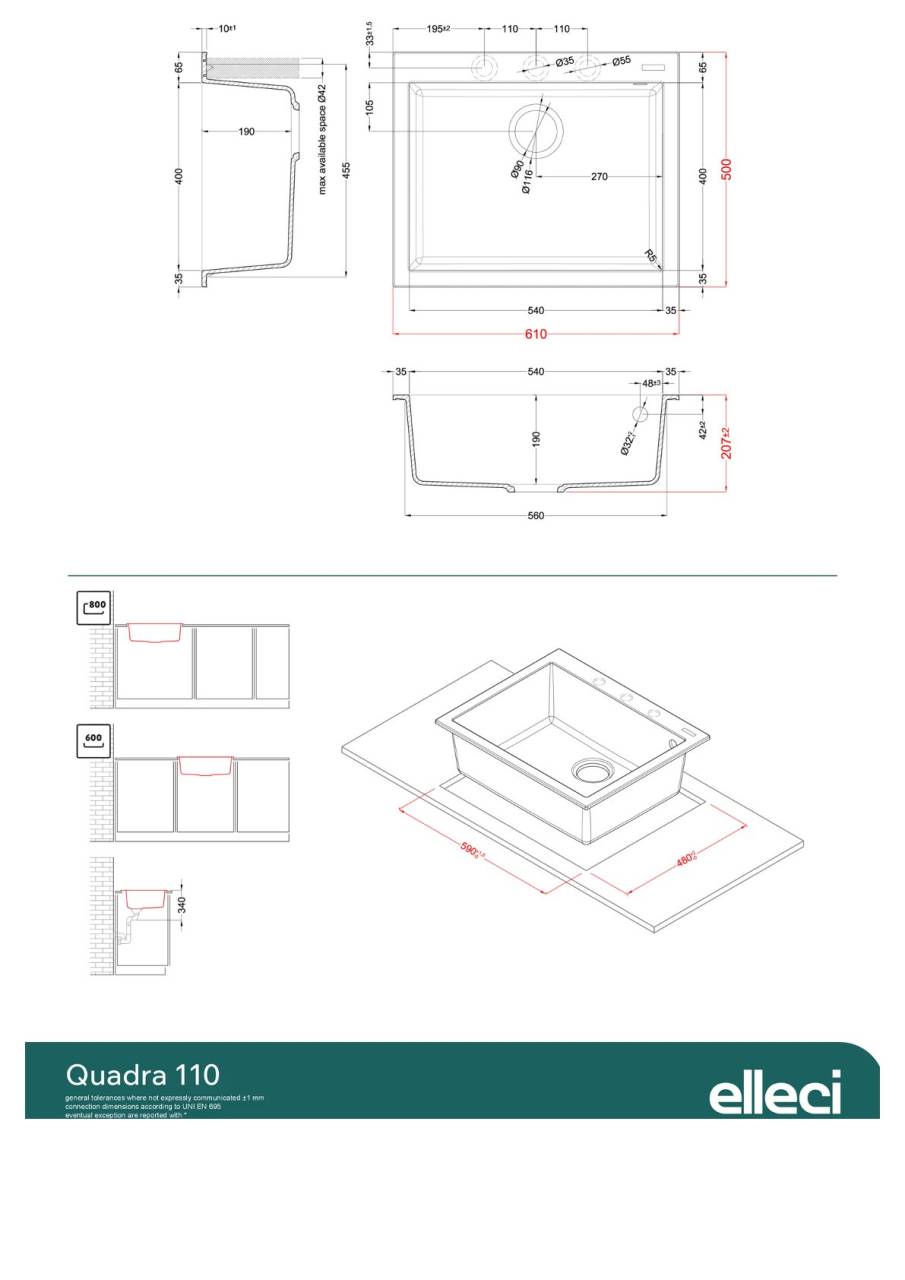 elleci quadra 110 m70 mosogatótálca  24065