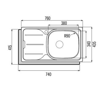 CATA - Mosogatótálca egymedence+csepptálca CDS-1 EI/A