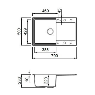 ELLECI - Mosogatótálca Easy 300 79x50 Granitek egymedence + csepptálca G39 Bianco soft