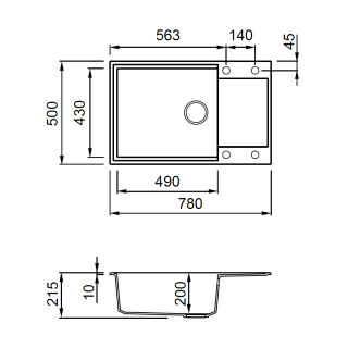 ELLECI - Mosogatótálca Easy 310 78x50 Granitek egymedence + csepptálca G39 Bianco soft