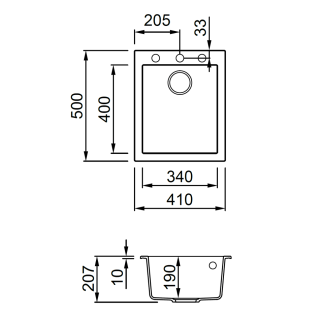 ELLECI- Mosogatótálca Quadra 100 41x50 Granitek 1 m. G39 Bianco soft
