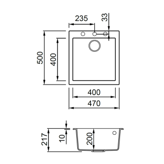ELLECI - Mosogatótálca Quadra 102 47x50 Granitek 1m. G39 Bianco soft