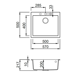 ELLECI- Mosogatótálca Quadra 105 57x50 Granitek 1 m. Bianco soft G39