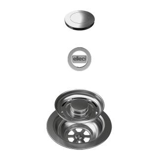 ELLECI - FLOW OPEN UP (nyomógombos) automata dugókiemelő egymedencés mosogatókhoz - inox