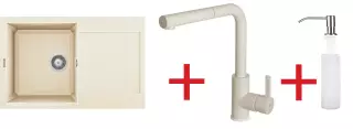 ELLECI - Mosogatótálca Easy 300 Antikolt fehér / Bianco Antico G62+csaptelep Shell plus G62 + mosogatószer adagoló - EASY7 szett