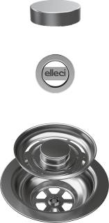 ELLECI - FLOW-PRO OPEN TWIST (tekerős) automata dugókiemelő egymedencés mosogatókhoz - inox
