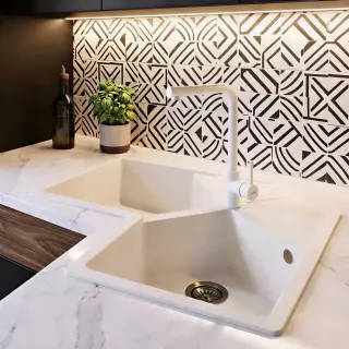 ELLECI - Mosogatótálca Unico CORNER sarok G39 Bianco soft