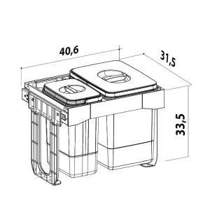 EKOTECH - Beépíthető hulladékgyűjtő FREE JAZZ SHORT 45 - 1x15 liter+1x7 liter