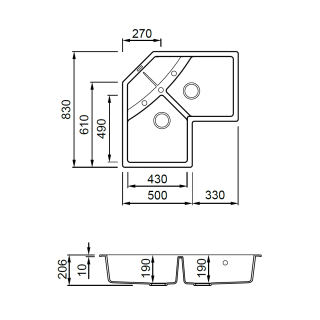ELLECI - Mosogatótálca Unico CORNER sarok G78 Espresso